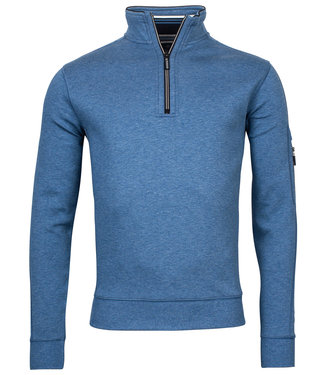 heren sweater blauw insignia blue structuur met ritsje