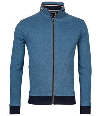 heren vest blauw structuur ritsen