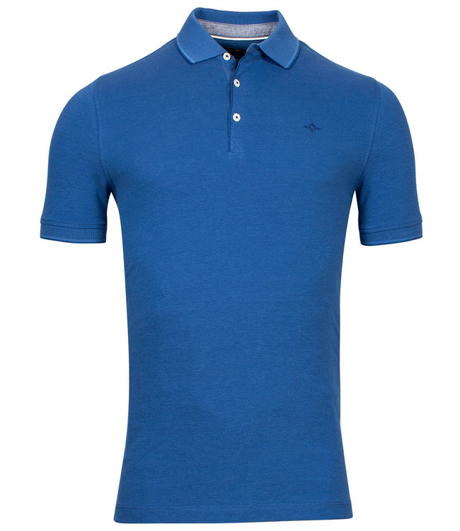 215287-16 heren polo kobaltblauw katoen stretch