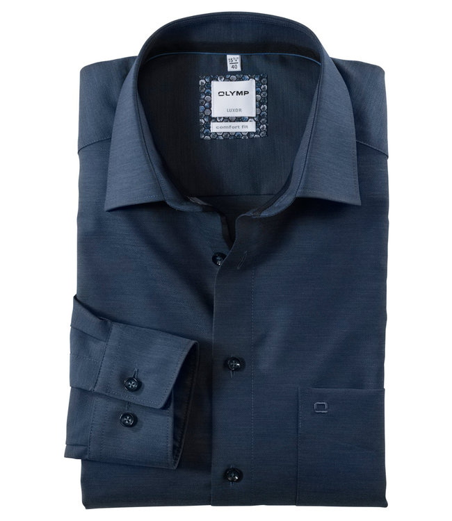 Olymp 1024 14 18 olymp overhemd donkerblauw strijkvrij donkerblauwe knopen comfort fit