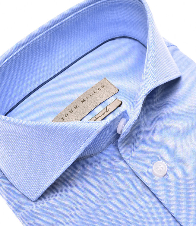 John Miller 5139881 140 John Miller heren overhemd slim fit lichtblauw jersey tricot