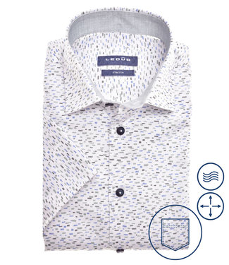 korte mouw overhemd wit blauw groen grafische print