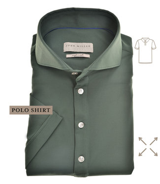 John Miller polo korte mouw slim fit groen hyper stretch