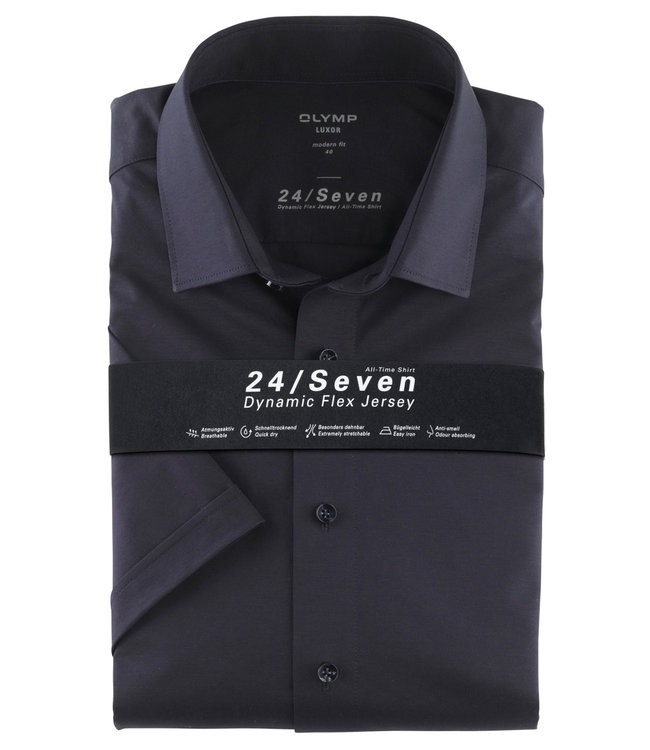 Olymp 1202 62 18 donkerblauw korte mouw overhemd stretch