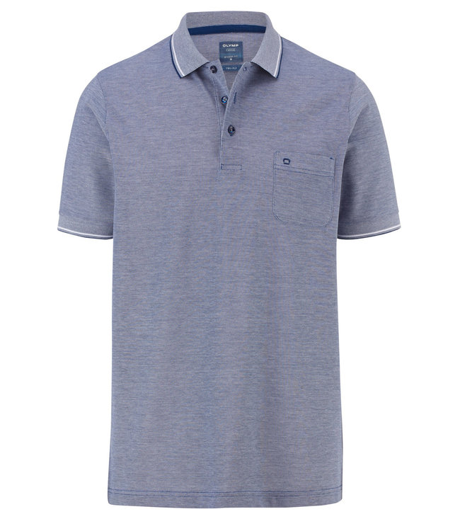 Olymp 5400 72 17 heren polo jeans blauw met borstzak easy care