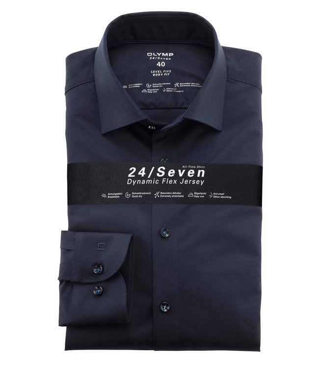 Olymp 2008 64 18 body fit overhemd donkerblauw dynamic flex jersey 24 7 seven