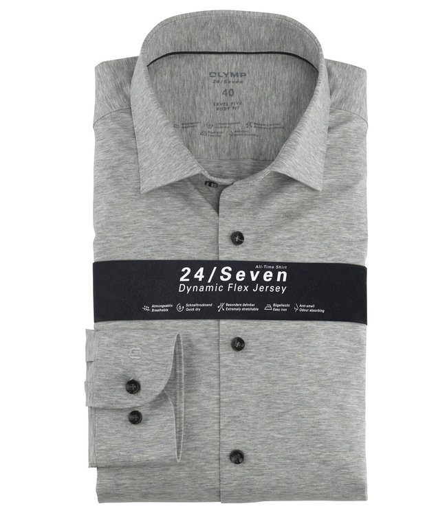 Olymp 2008 64 63 body fit overhemd lichtgrijs dynamic flex jersey