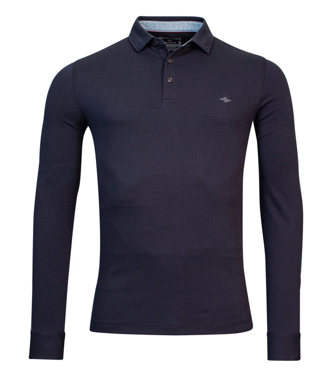 Baileys polo lange mouw navy donkerblauw katoen stretch