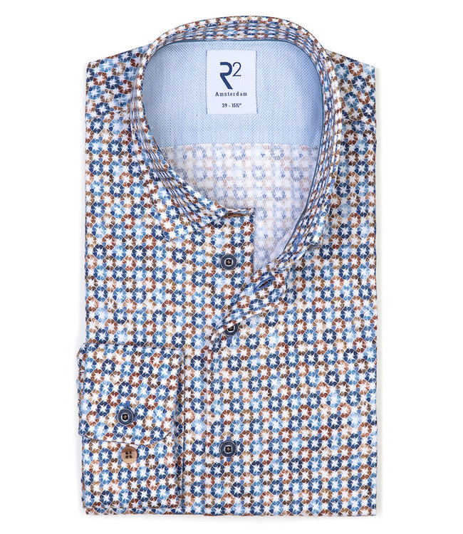 118.HBD.069/073 overhemd gekleurde print 1knoops button under