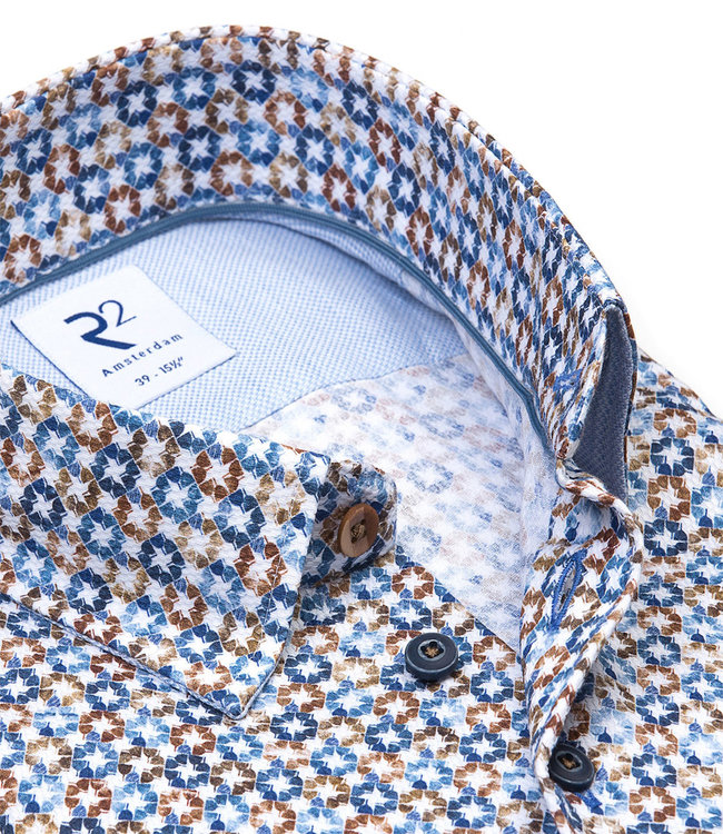 118.HBD.069/073 overhemd gekleurde print 1knoops button under