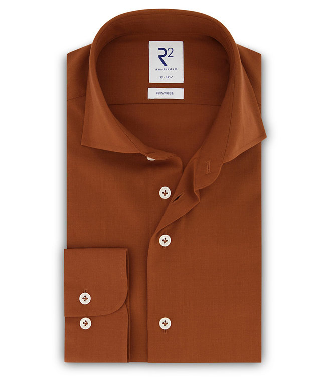 118.WSP.042/095 overhemd brique 1knoops wide spread wol