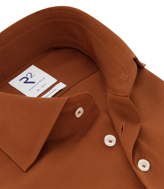 118.WSP.042/095 overhemd brique 1knoops wide spread wol