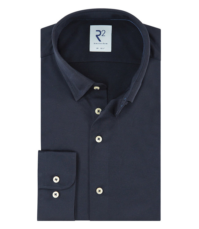 NOS.KNIT.003/010 overhemd donkerblauw 1knoops button under