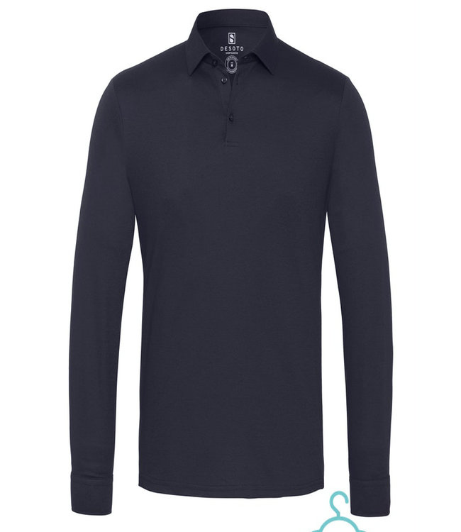 Desoto 97018 3 kleur 512 desoto donkerblauw lange mouw polo jersey 100 procent katoen