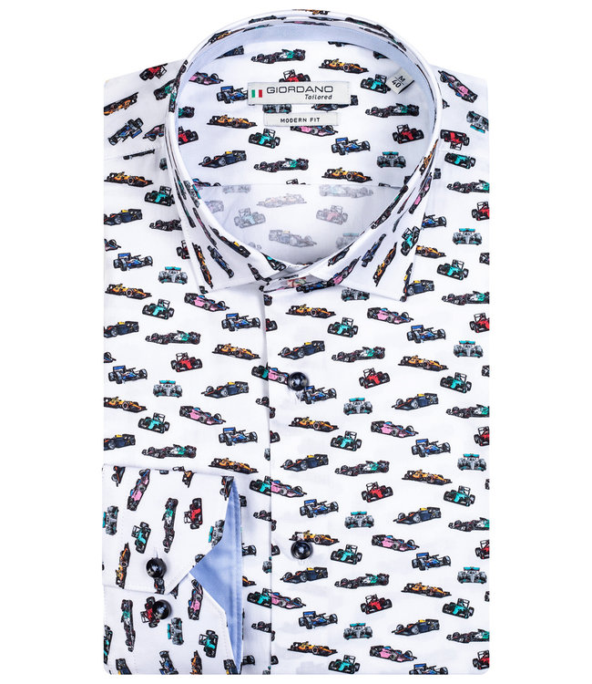 317871-10 gratis heren overhemd modern fit thema Max Verstappen formule 1 print