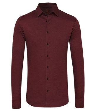 Jersey shirt raglan mouwinzet donkerpaars dark burgundy pique wide spread kent
