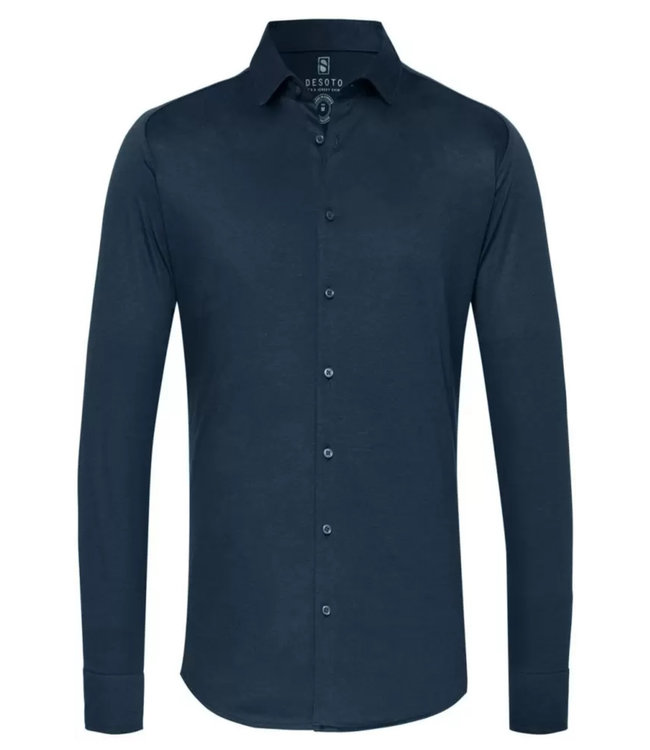 Jersey shirt raglan mouwinzet navy donkerblauw pique jersey overhemd