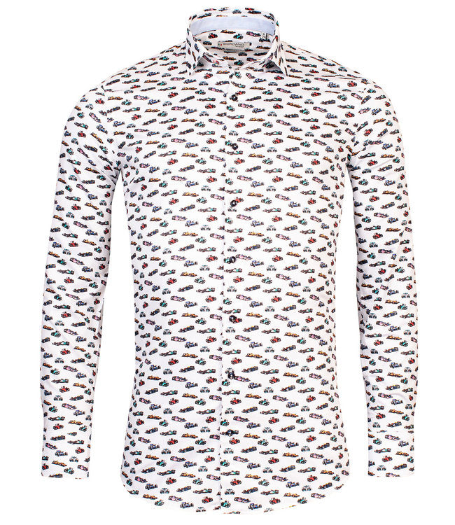 317871-10 gratis heren overhemd modern fit thema Max Verstappen formule 1 print