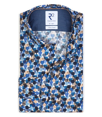 beige bruin blauw wijnglazen print