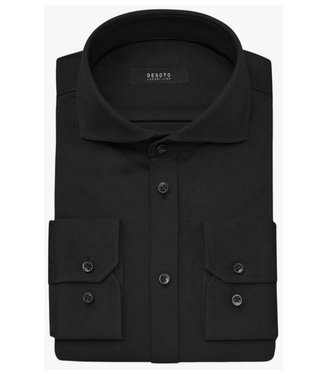 Desoto Luxury overhemd slim fit zwart structuur supima katoen