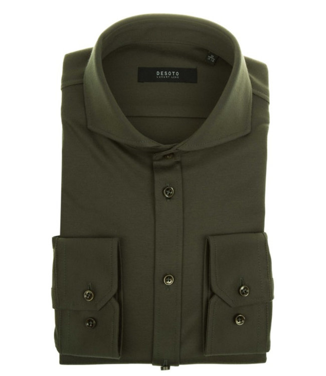 Desoto Luxury 2024 10008-30 061 heren overhemd slim fit olijfgroen deep moss supima katoen