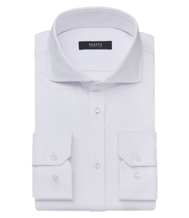 Desoto Luxury 2024 10008-30 001 heren overhemd slim fit wit solid white supima katoen