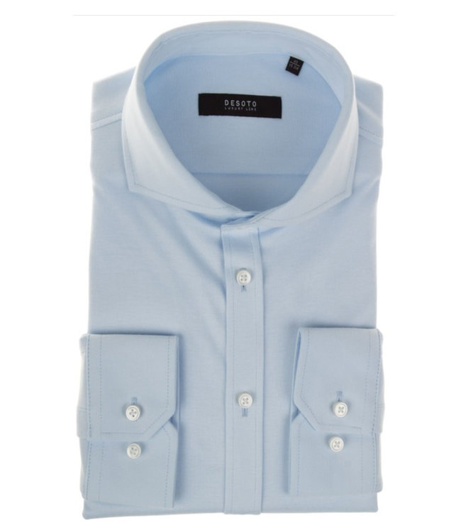 Desoto Luxury 2024 10008-30 053 heren overhemd slim fit lichtblauw solid light blue supima katoen