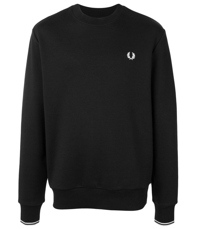 Fred Perry M7535 184 Fred Perry ronde hals sweater zwart crew neck sweatshirt