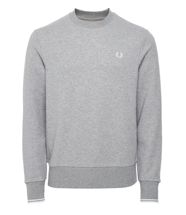 Fred Perry M7535 420 Fred Perry ronde hals sweater grijs steel marl crew neck sweatshirt