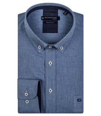 Giordano Regular Fit overhemd blauw light blue visgraat structuur