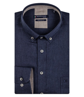 overhemd donkerblauw navy visgraat structuur
