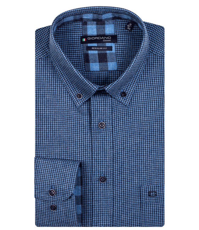 227306-60 Giordano Regular heren overhemd lange mouw blauw navy werkje donkerblauw werkje