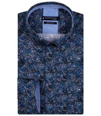 Giordano Regular Fit overhemd blauw grafische circle print