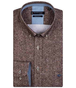 Giordano Regular Fit overhemd donkerbruin dark brown print structuur