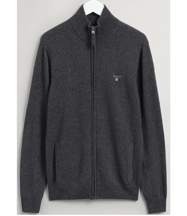 Gant 2022 86214 95 heren antraciet grijs melange vest superfine lamswol