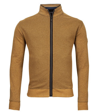heren sweat vest okergeel structuur ritsen