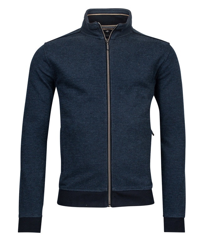 222230-535 Baileys heren vest jeans blauw structuur ritsen