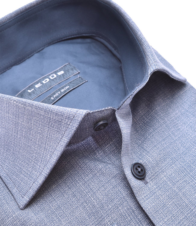 0141442 150 heren overhemd middenblauw blauw print structuur wide spread easy iron