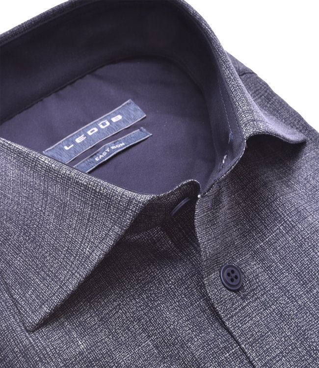 0141442 180 heren overhemd donkerblauw print structuur wide spread easy iron