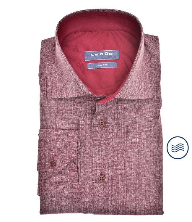 0141442 490 heren overhemd bordeaux rood print structuur wide spread easy iron