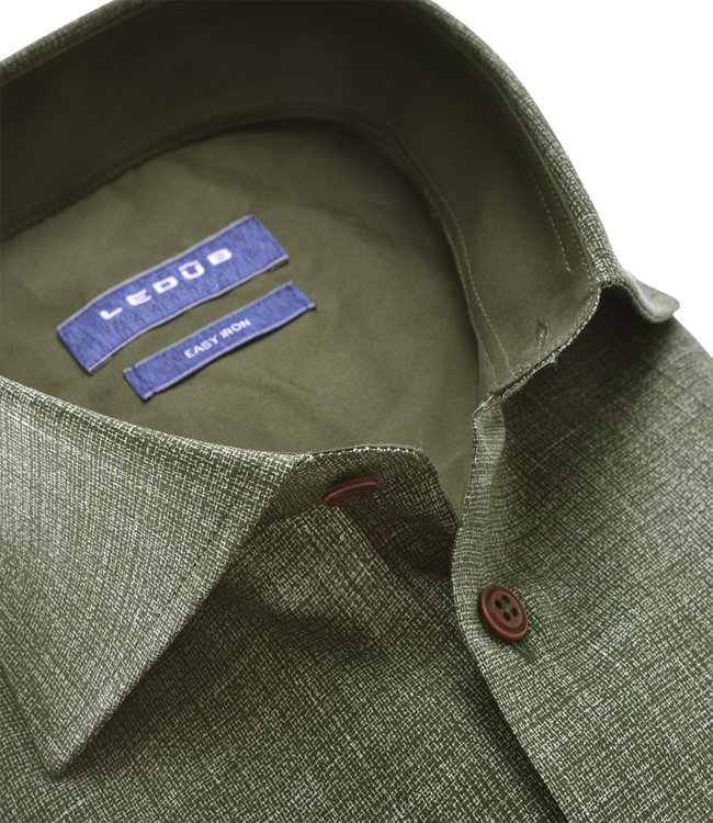 0141442 570 heren overhemd donkergroen print structuur wide spread easy iron