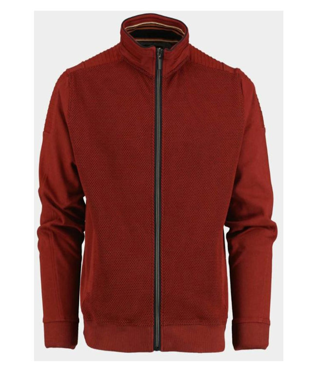 222238-167 Baileys heren sweat vest rood structuur ritsen