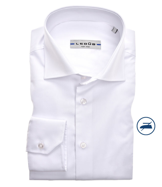0343718 910 Ledub heren overhemd slim fit mouwlengte 7 wit strijkvrij