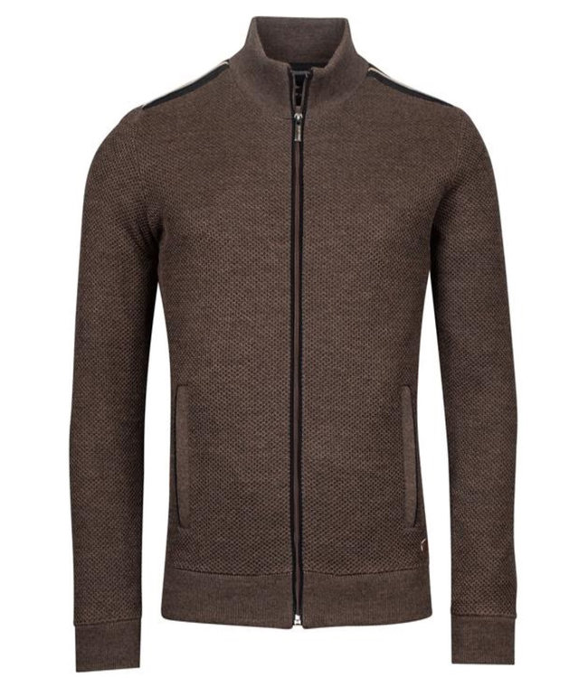 222132-560 donkerbruin gevoerd structuur vest ritsen