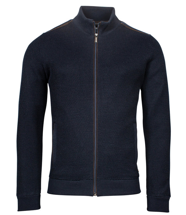 222132-105 donkerblauw gevoerd structuur vest ritsen