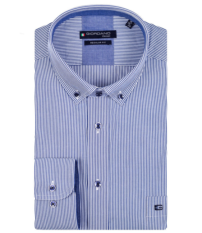 227010-66 heren overhemd donkerblauw-wit fijn streepje