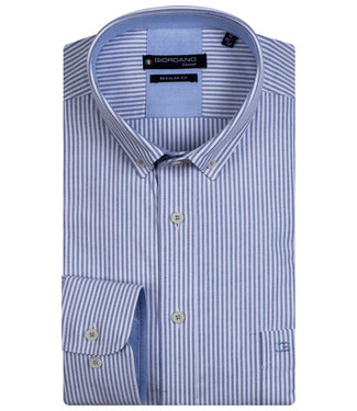 heren overhemd blauw wit oxford streepje