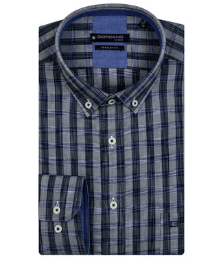 Giordano Regular Fit heren overhemd donkergroen blauw grote ruit