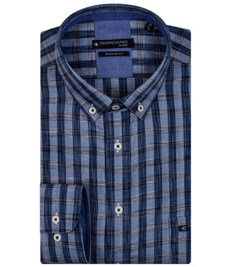 Giordano Regular Fit heren overhemd donkerblauw blauw grote ruit