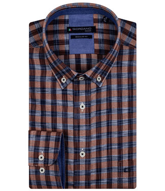 Giordano Regular Fit heren overhemd donker rood blauw grote ruit